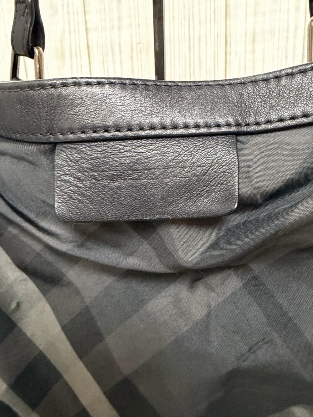 Burberry Black Nova Check Nylon Tote Bag Leather Trim Shoulder Bag Large - Picture 3 of 16